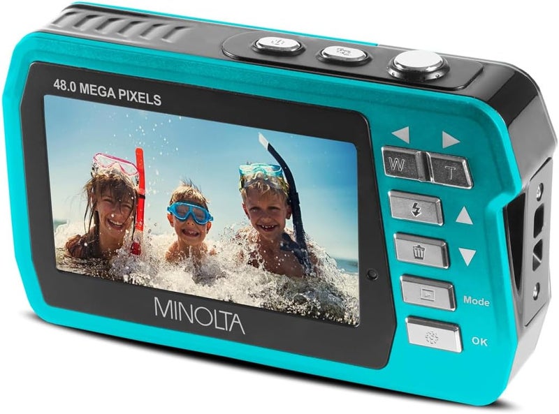 Minolta MN40WP 48MP Waterproof Digital Camera – Dual LCD Screens, 2.7K QHD Video, 16x Digital Zoom, Anti-Shake, Face Detection, 10ft Waterproof (Blue​) - Image 4